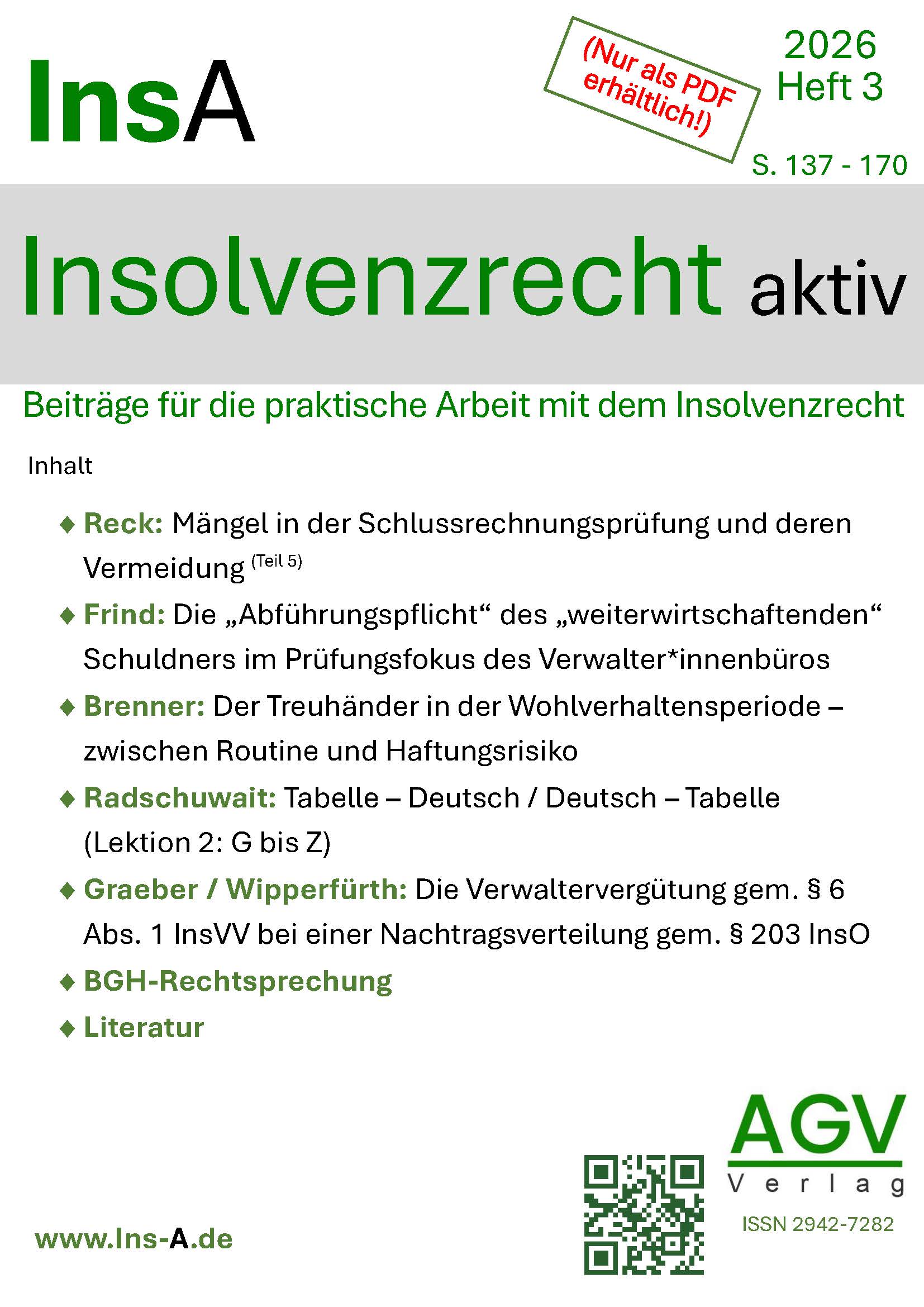 InsA – Insolvenzrecht aktiv Cover